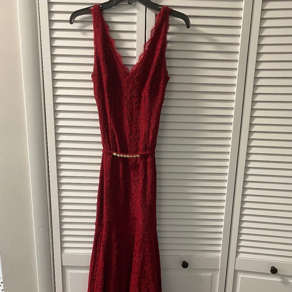 Formal Red Floor Length Mermaid Dress